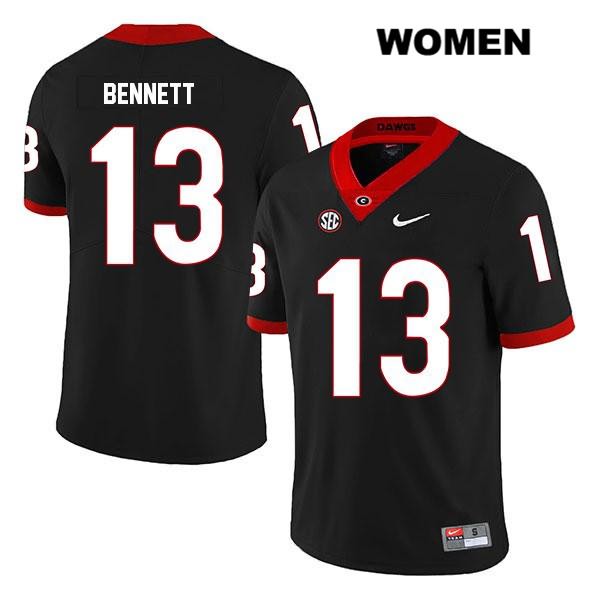 Georgia Bulldogs Women's Stetson Bennett #13 NCAA Legend Authentic Black Nike Stitched College Football Jersey GND6556NY